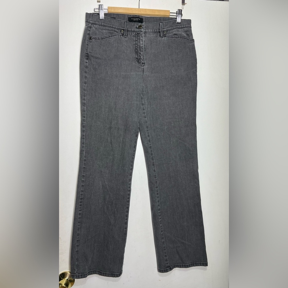 Talbots Gray Ribbed Knit Straight Leg Pants Bootcut Style Size 8